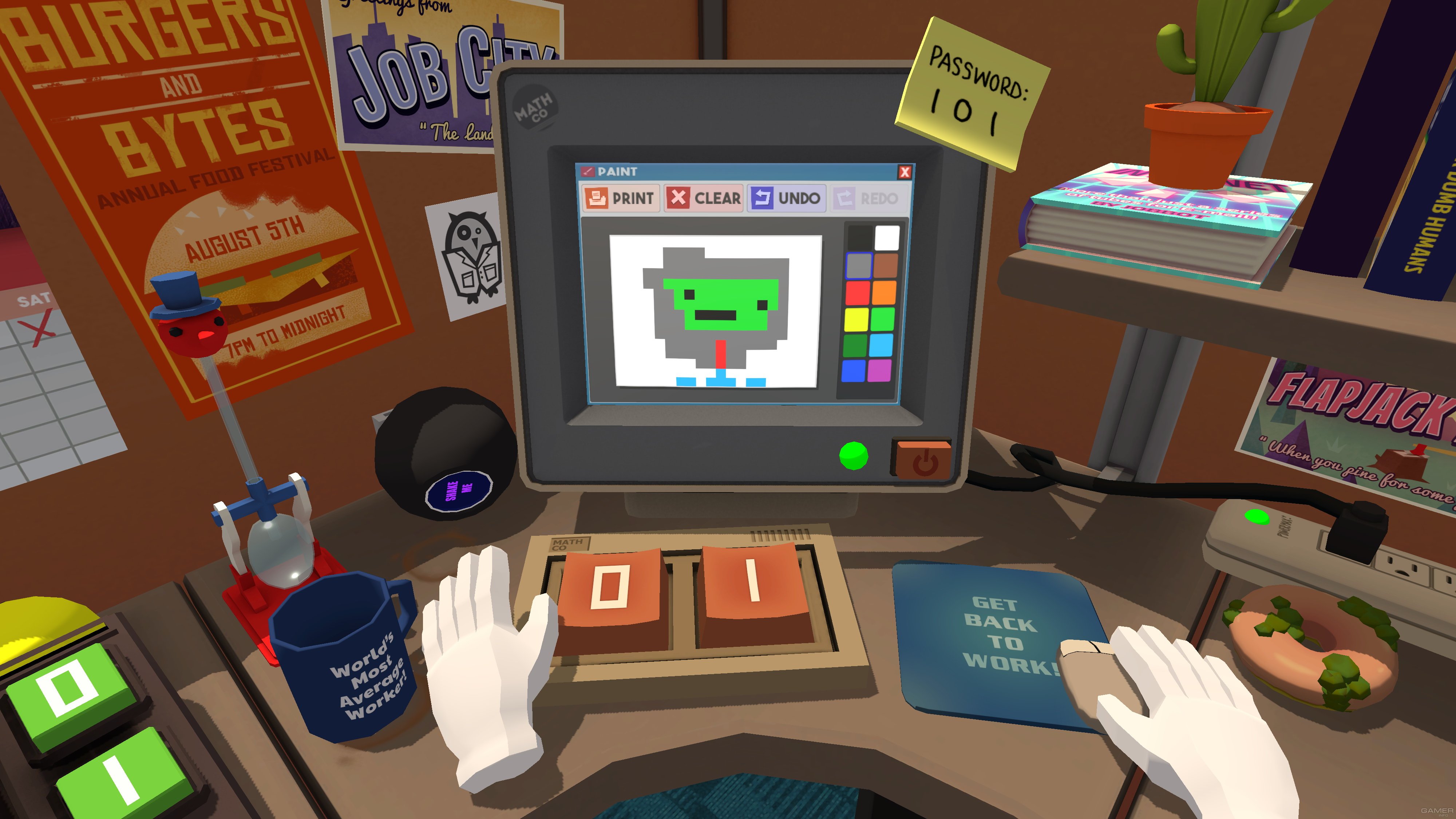 Игра офис 6. Джоб симулятор плейстейшен. VR симулятор офис. Виртуальная реальность job Simulator. Симулятор офисного работника.